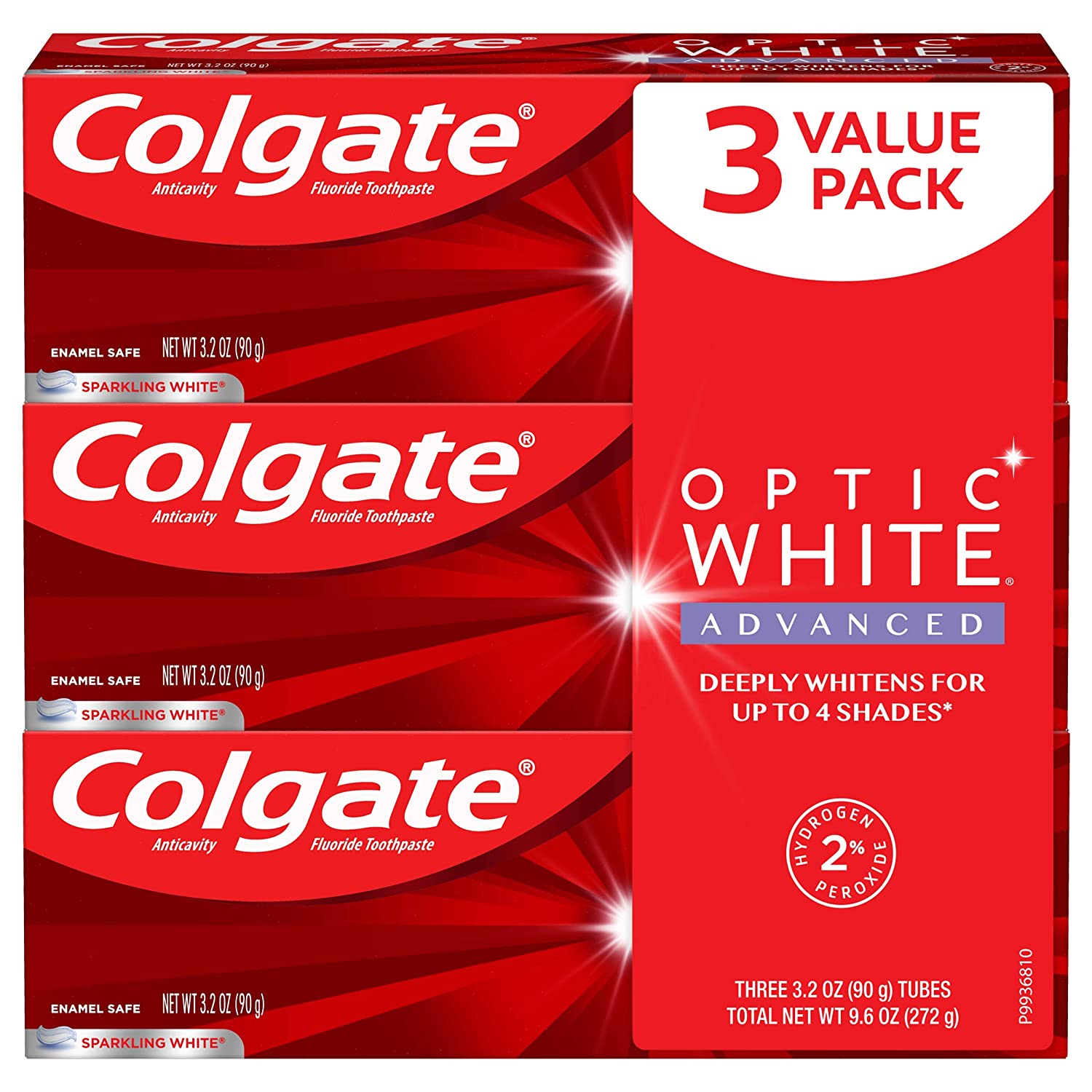 Amazon: 3-Pack Colgate Optic White Advanced Teeth Whitening Toothpaste with Fluoride, 2% Hydrogen Peroxide, Sparkling White - 3.2 Ounce $8.05 w/ S&S + FS w/ Prime & MORE