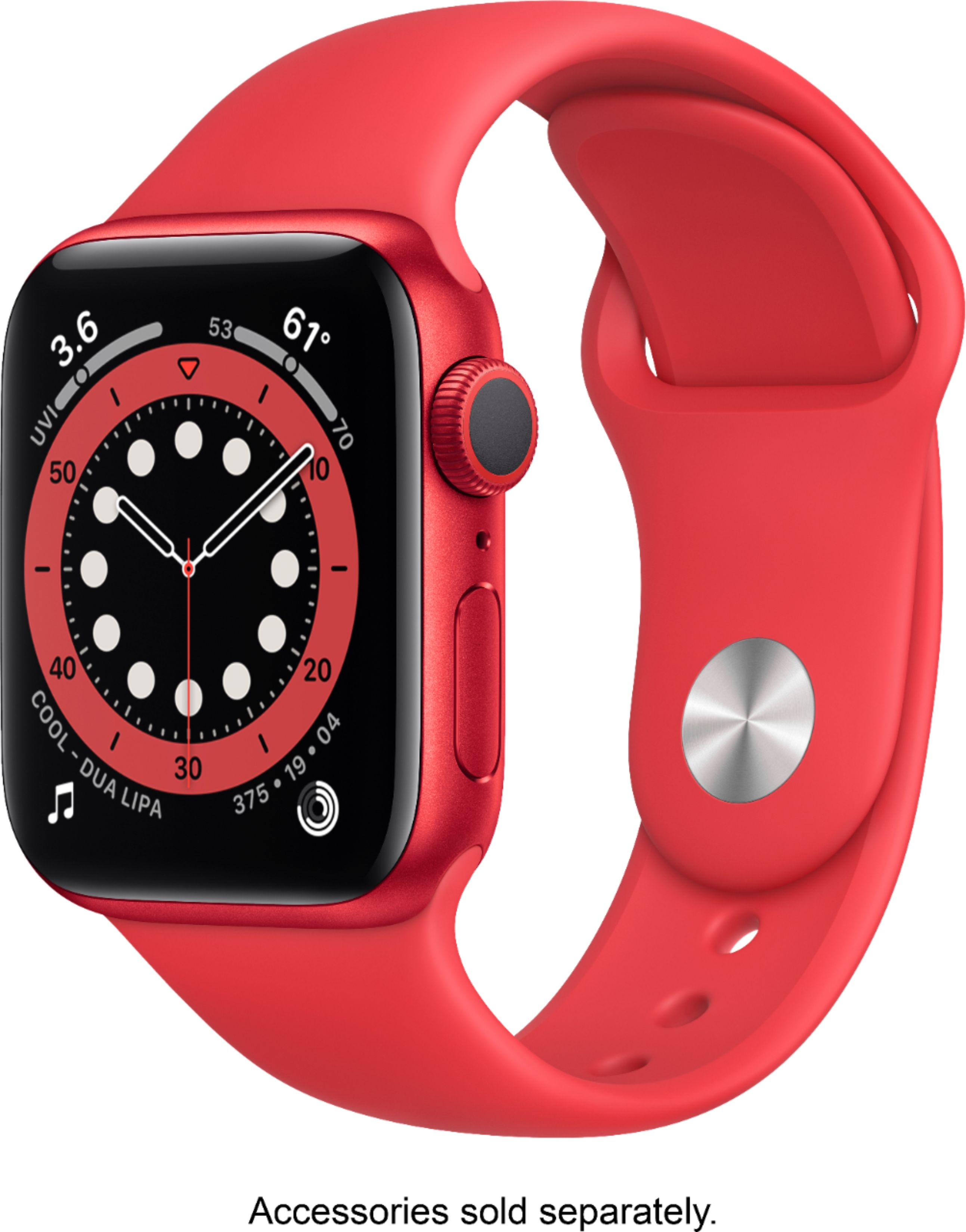 Apple Watch Series 6 (GPS) 40mm (PRODUCT)RED Aluminum Case with (PRODUCT)RED Sport Band (PRODUCT)RED M00A3LL/A - Best Buy $399