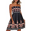 CHICGAL Women's Strapless Boho Floral Sundress (Red)