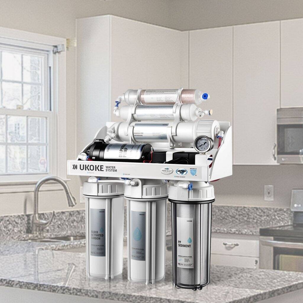 $149 Ukoke RO8-P 6 Stages Reverse Osmosis, Water Filtration System, 75 GPD with Pump