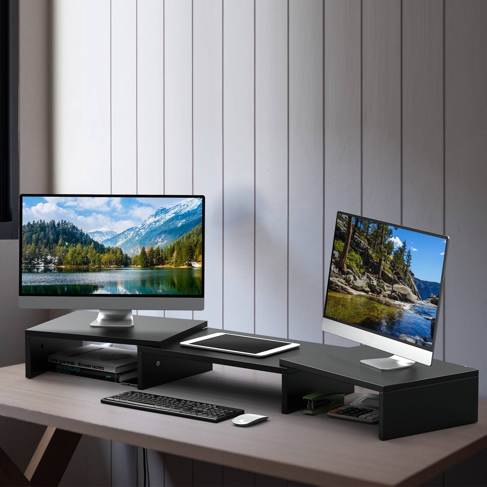 Zimilar Dual Monitor Stand3 Shelf Monitor Stand Riser with Adjustable