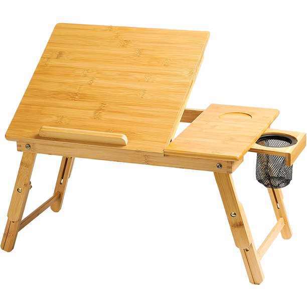 PERLESMITH Foldable Breakfast Table Office Desk with 5 Angles Fits up to 15.6 inch Laptops  $18.99 + Free shipping