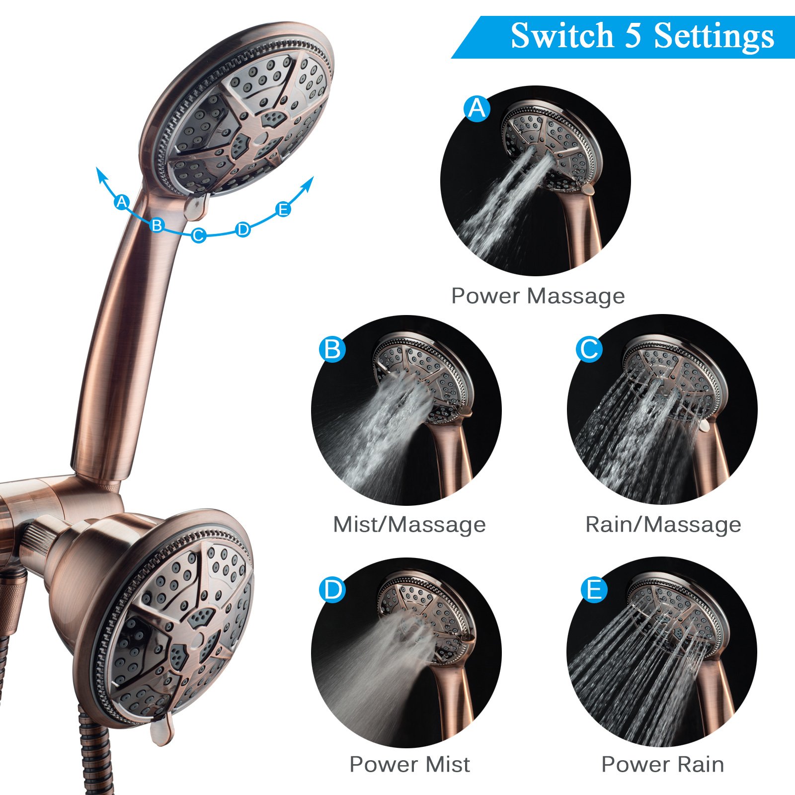 Shower Head, Ukoke 3 way shower head, 2 in 1 handheld Shower & Fixed Shower head Combo $15.99+ Free Shipping