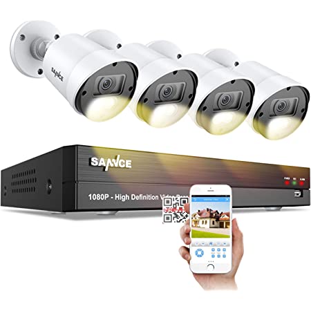 SANNCE 8CH Color Night Vision Security Camera System with 4 PCS True 1080P Outdoor/Indoor Camera with LED Spotlight, 119.99, Free Shipping $119.99