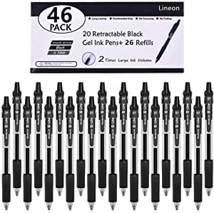 Lineon 46 Pack Black Retractable Gel Pens Set $6.59 + Free shipping w/ Prime or $25+