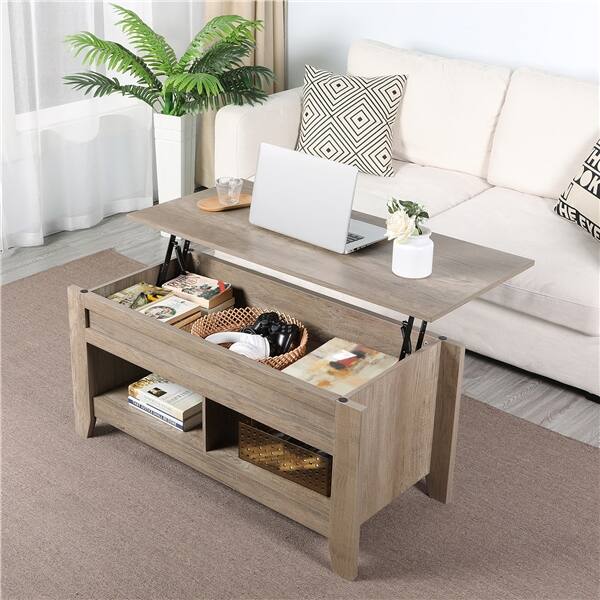 Alden Design Shaker Design Lift Top Coffee Table w/Storage & 2 Open Shelves Classic Gray $109 + Free Shipping