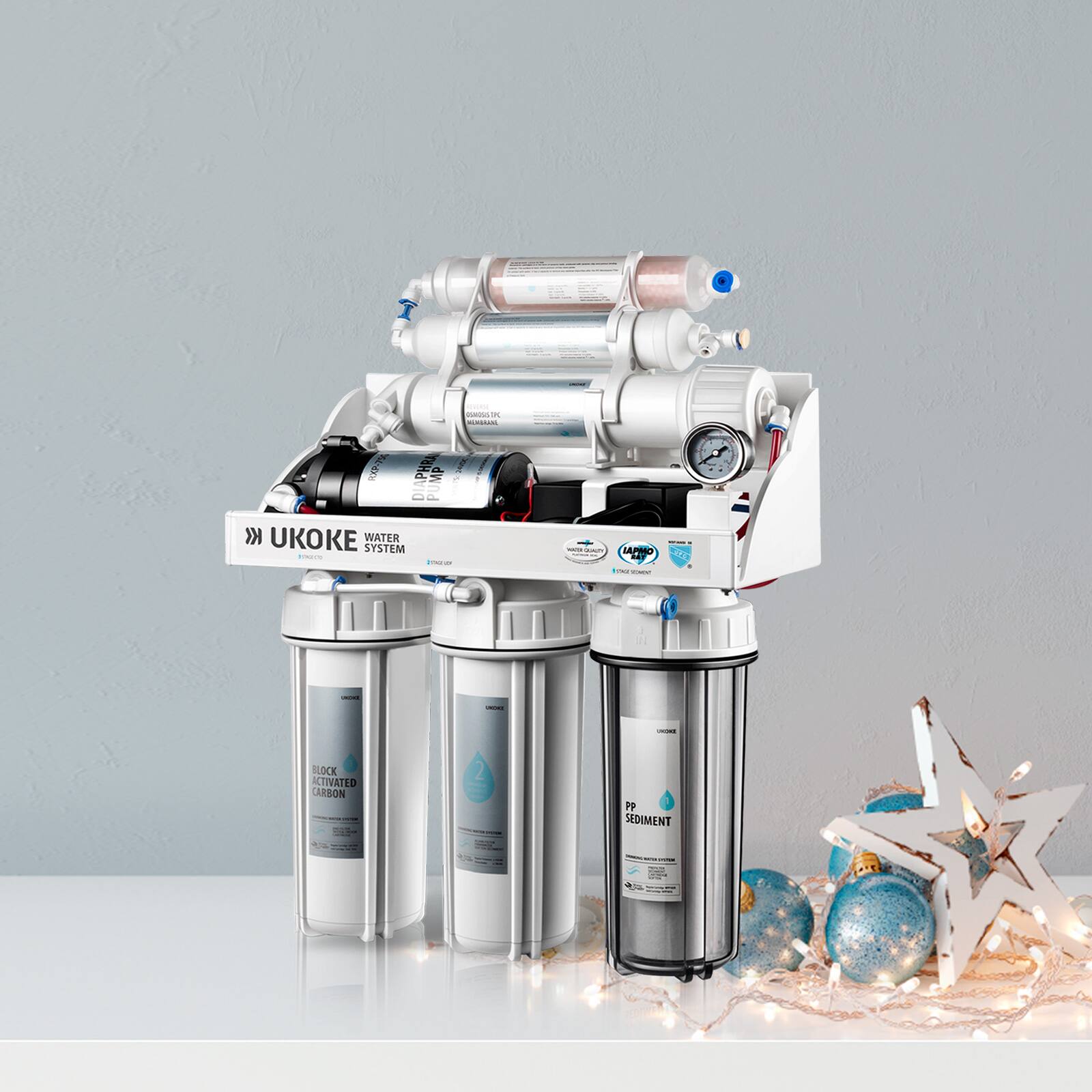 Ukoke RO8-P 6 Stages Reverse Osmosis, Water Filtration System, 75 GPD with Pump $139 + FS