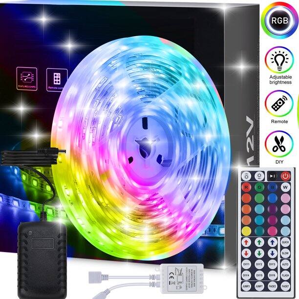 16.4ft LED Strip Lights with 44Keys Remote Bright and Multicolor RGB LED Lights $11.99 + Free Shipping w/ Walmart+ or Orders $35+