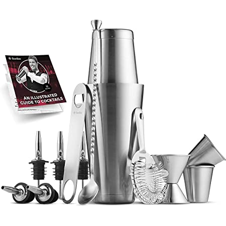 14-Piece Cocktail Shaker Set - Bar Tools - Stainless Steel Cocktail Shaker Set Bartender Kit, with All Bar Accessories for $7.21