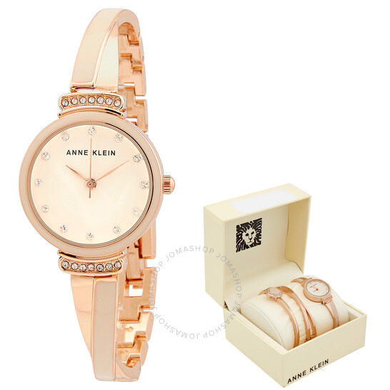 ANNE KLEIN Quartz Crystal Glossy Blush Pink Ladies Watch and Bracelet Set $39.99