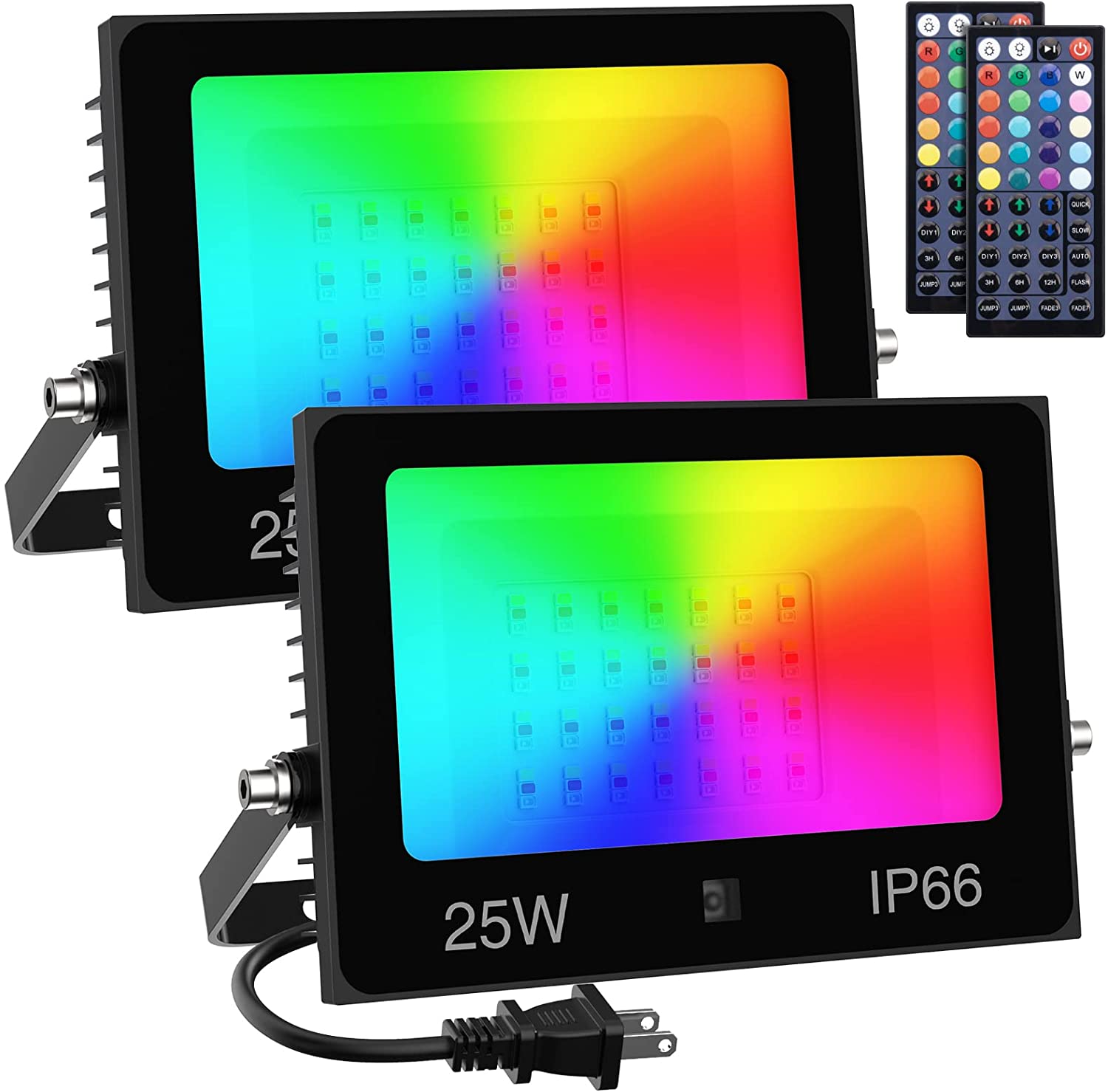 Olafus 2 Pack 15W or 25W RGB Flood Lights $18.99 - $22.99 + Free shipping w/ Prime or $25+