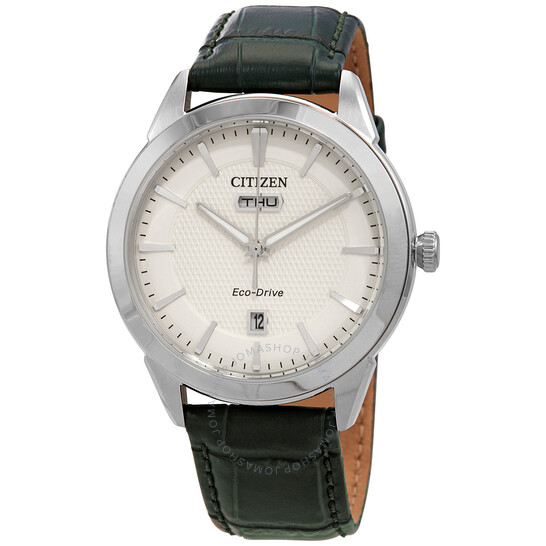 CITIZEN Eco-Drive Ivory Dial Green Leather Men's Watch $182 + Free Shipping