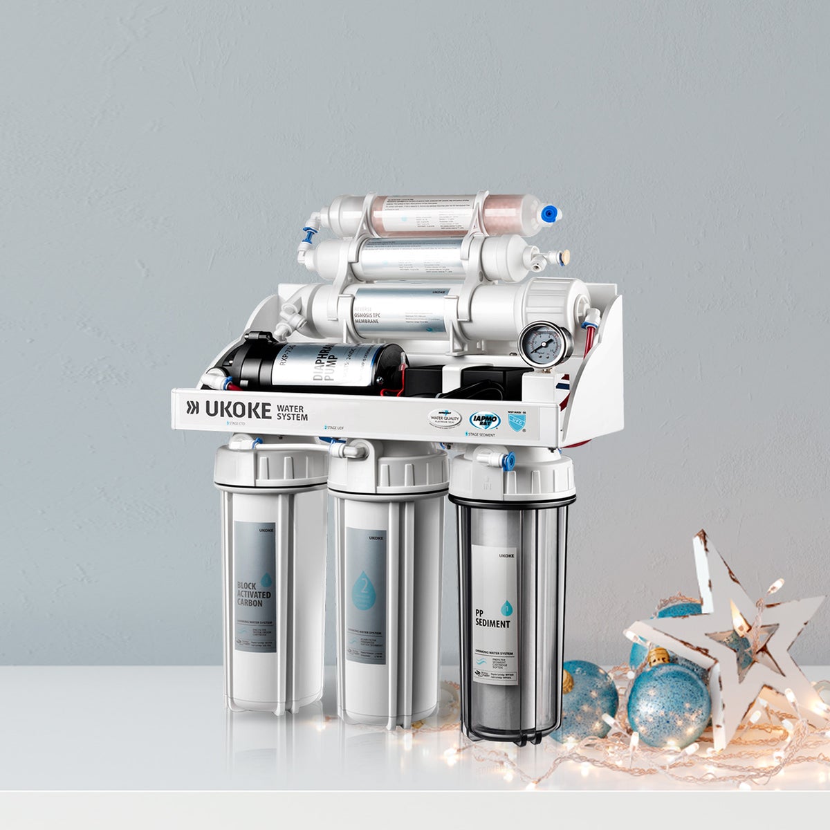 Ukoke 6 Stages Reverse Osmosis, Water Filtration System, 75 GPD with Pump $139+FS
