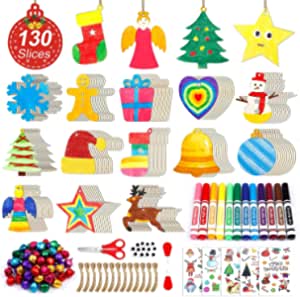 Shuttle Art 130 PCS Wooden Christmas Ornaments Kit $13.79 + Free shipping with Prime or $25+