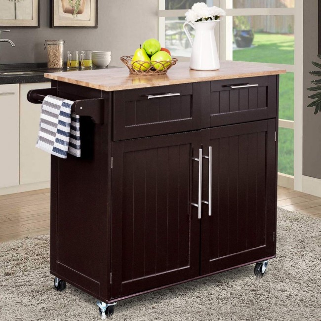 Costway Heavy Duty Rolling Kitchen Cart with Tower Holder and Drawer $186 + Free Shipping