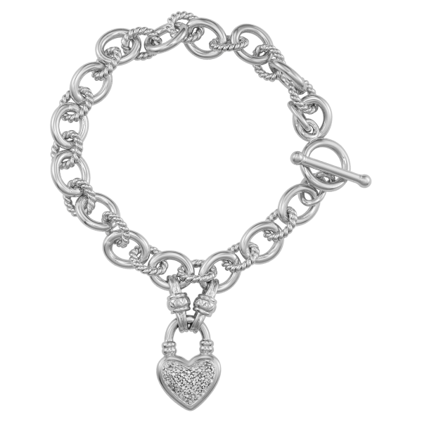 1/4 Carat TW Diamond Heart Toggle Bracelet in Sterling Silver $99