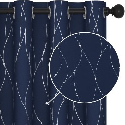 2-PK Deconovo Silver Foil Wave and Dots Printed Blackout Curtains -$9.00~$14.70 + Free Shipping w/ Prime