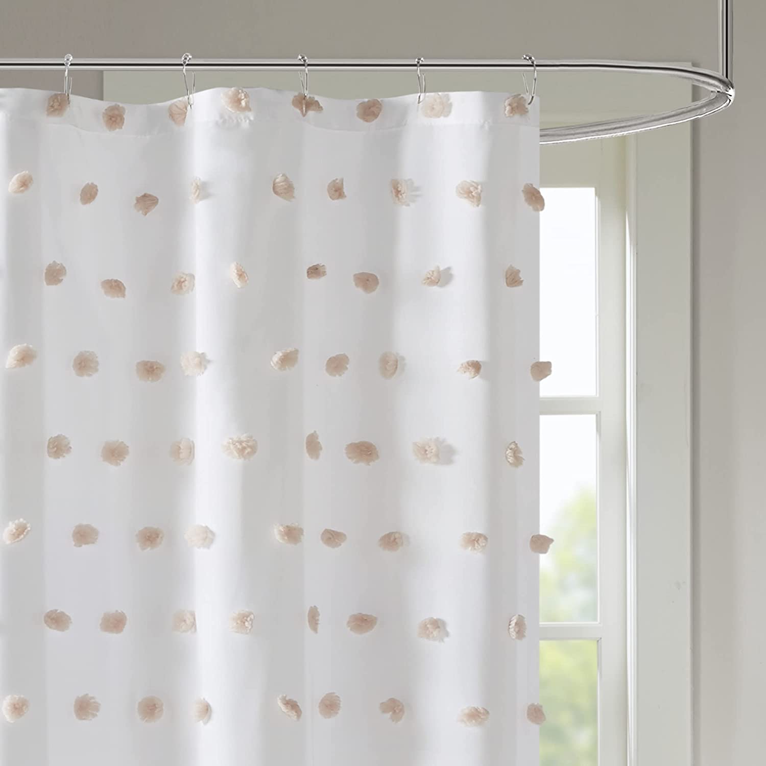 Madison Park Shower Curtain with Textured Pom-Poms $25.19+ Free Shipping for Prime or on $25+
