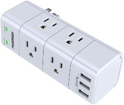 POWERIVER Outlet Splitter with Rotating Plug, Surge Protector Power Strip with 6 Outlet Extender for $11.95 + Free Prime Shipping or $25+ orders