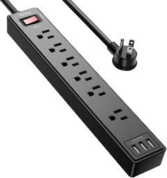 Yintar Surge Protector with 6 AC Outlets and 3 USB Ports, 6 Ft Extension Cord for $13.50 + Free Prime Shipping or $25+ orders
