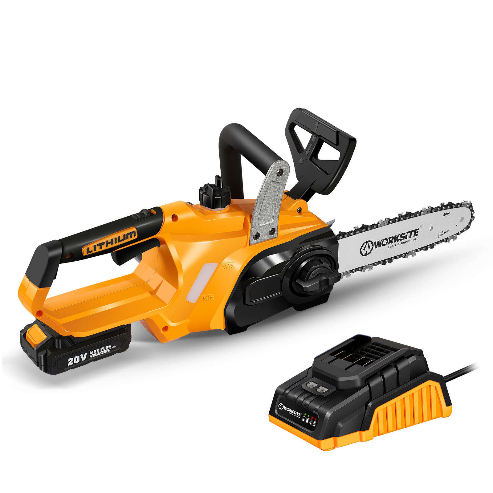 WORKSITE 10" 20V MAX Li-Ion Cordless Chainsaw w/ 2.0 Ah Battery & Fast Charger, $79.99 + Free shipping
