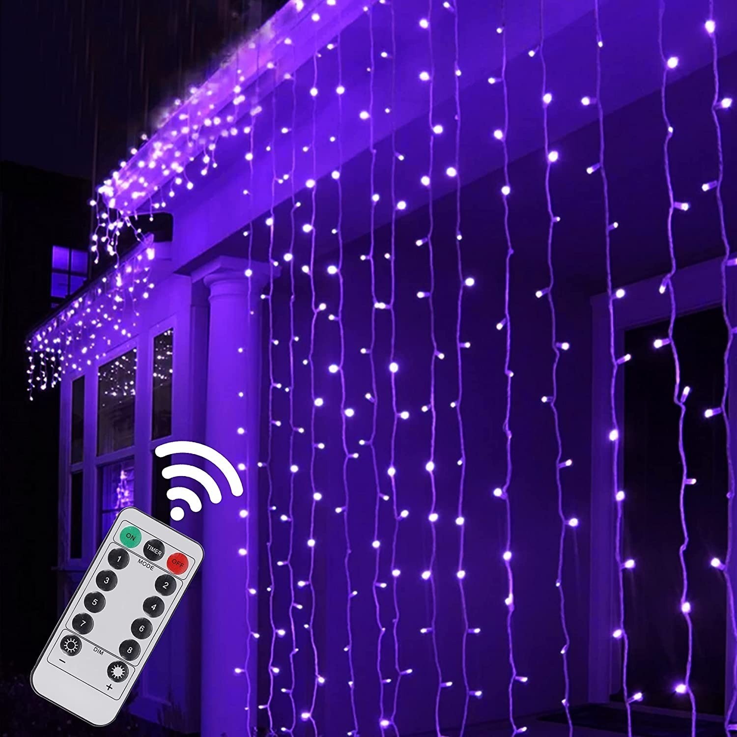 300 LED Halloween Curtain String Lights with Remote Control Timer $8 + Free Shipping w/ Prime or $25+ orders