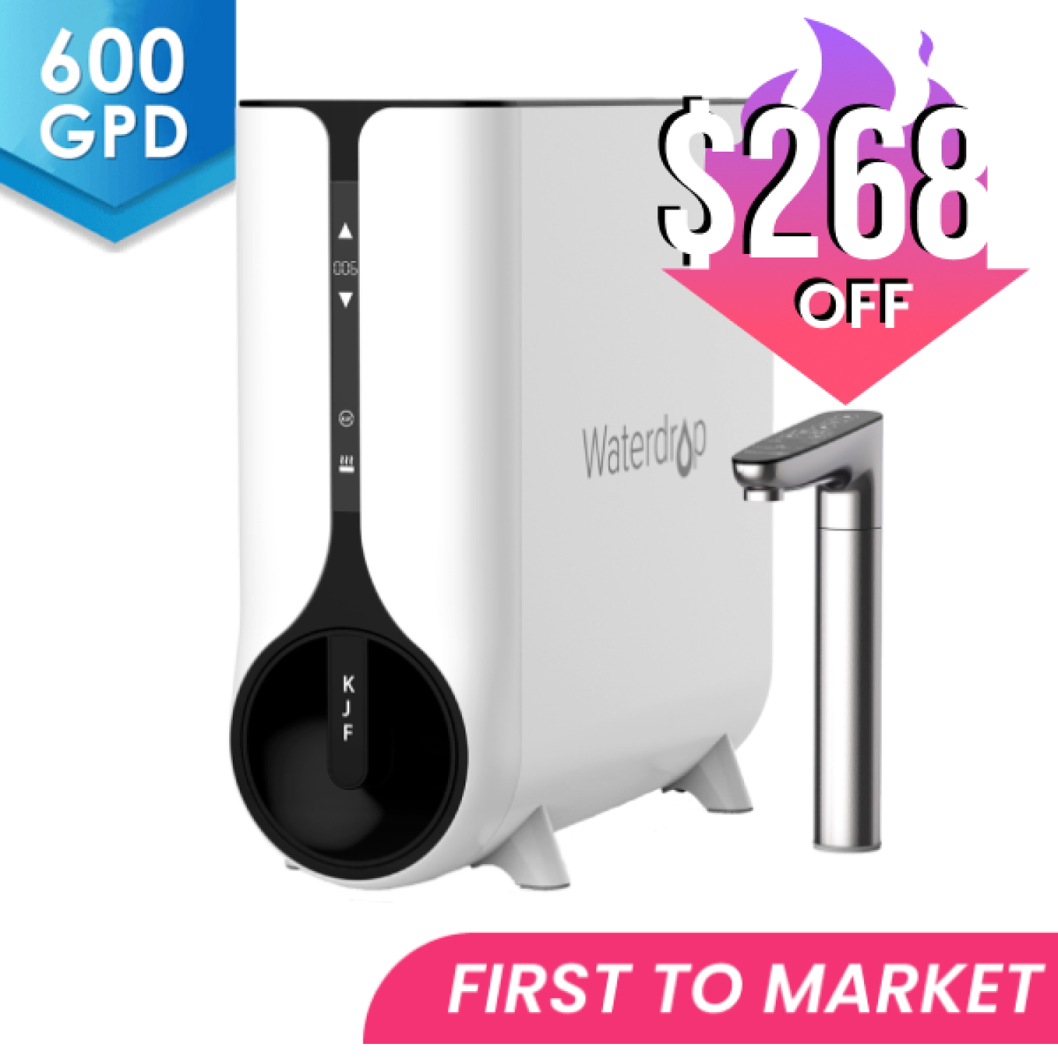 Waterdrop K6 RO System Instant Hot Water Filter System (600GPD, 5 Stage