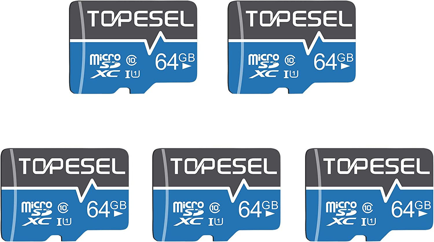 5-Pack TOPESEL 64GB Micro SD Card (SDXC, UHS-I, TF Card, Class 10) $17 + Free Shipping w/ Prime or $25+ orders