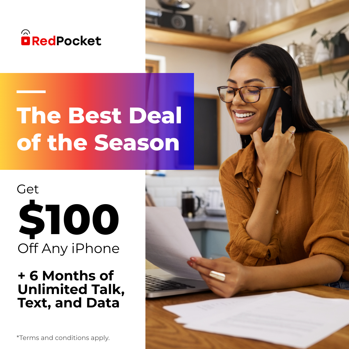 Red Pocket Mobile $100 Off iPhones + 6 Months of Unlimited Talk, Text & Data: iPhone 14 Pro Max 128GB $1000, iPhone 14 128GB $729 + Free Shipping