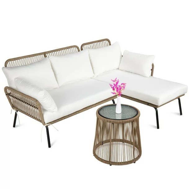 Best Choice Products L-Shaped Rope Patio Set (4 Colors) w/ Table $390+ Free Shipping