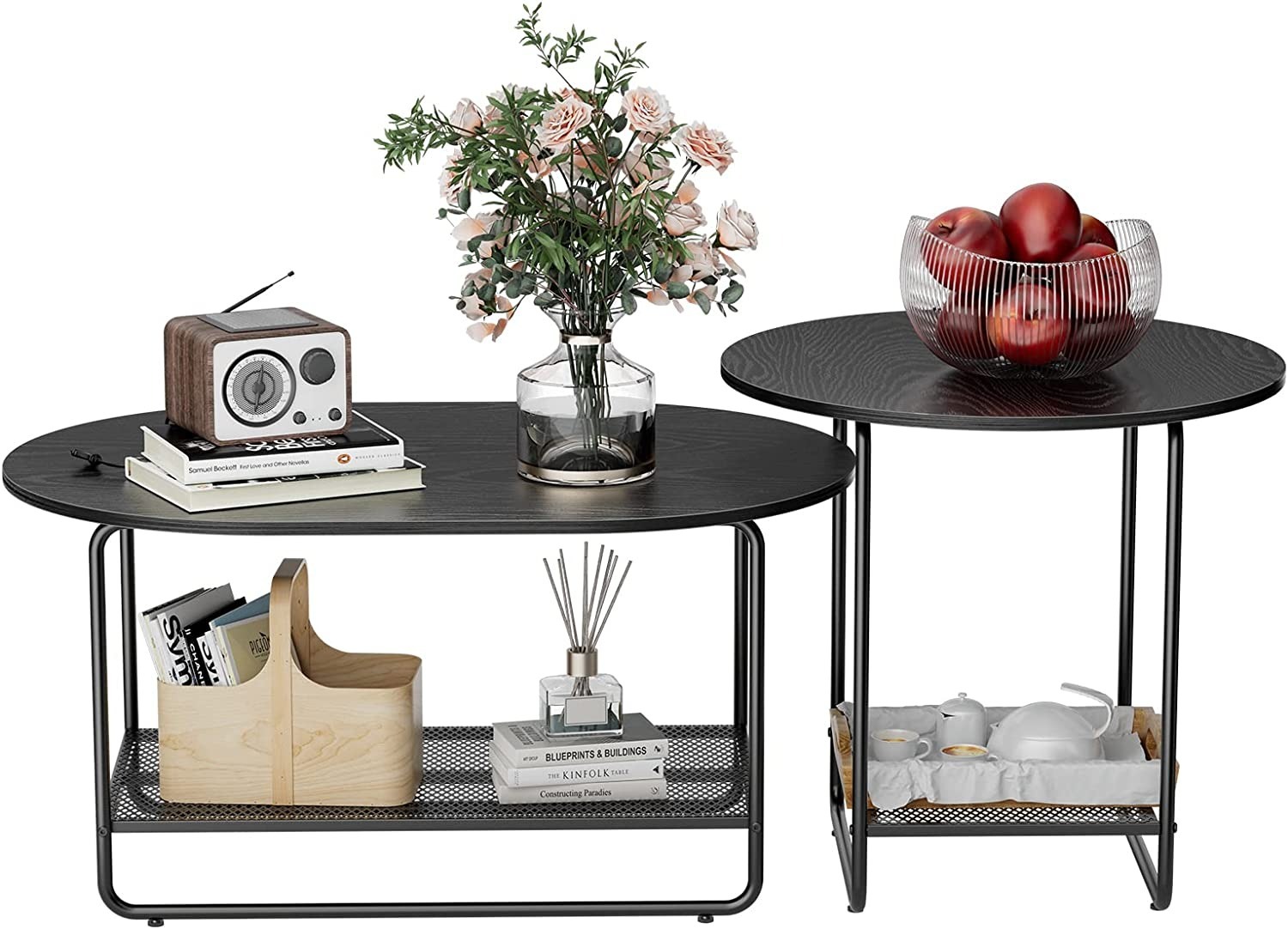 Set of 2 Amada 2-Tier Coffee Table (Black or Brown) $40 + Free Shipping