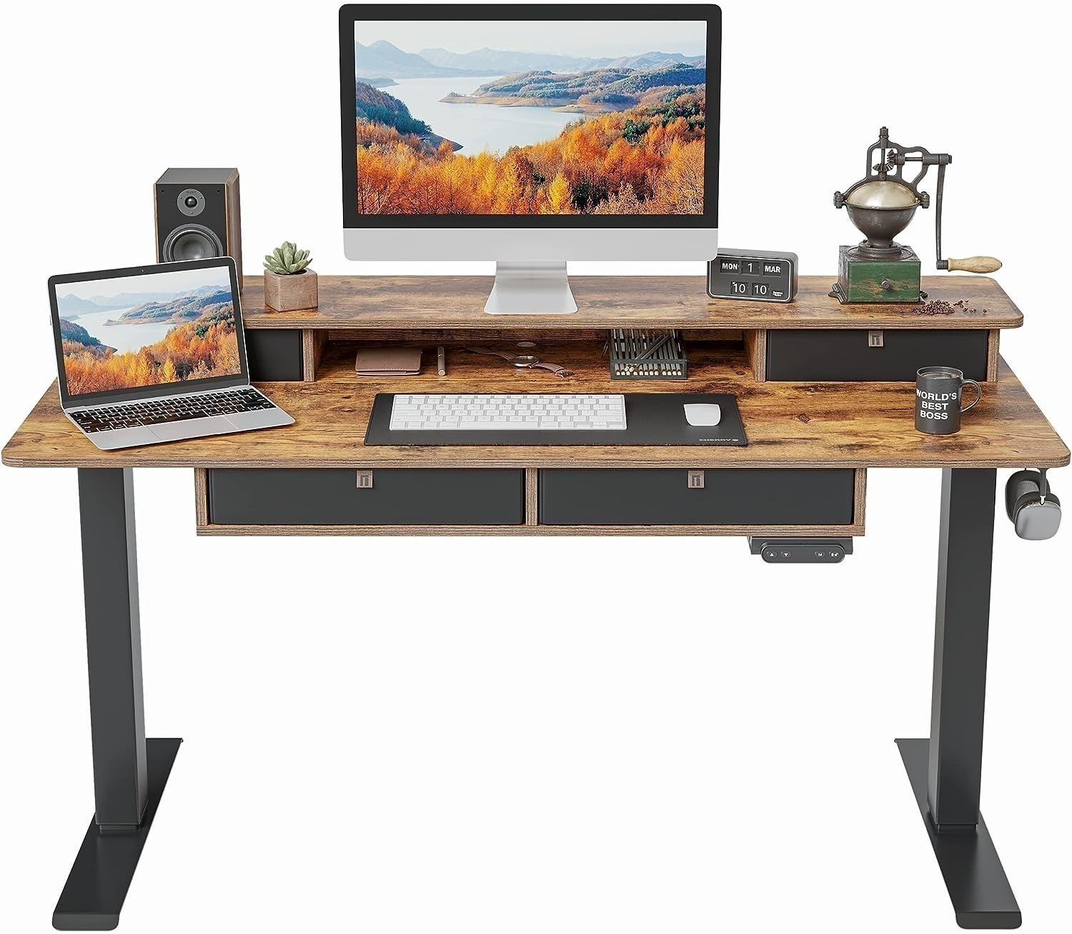 55" x 24" FEZIBO Height Adjustable Electric Standing Desk w/ 4 Drawers (Rustic Brown) $178.49 + Free Shipping