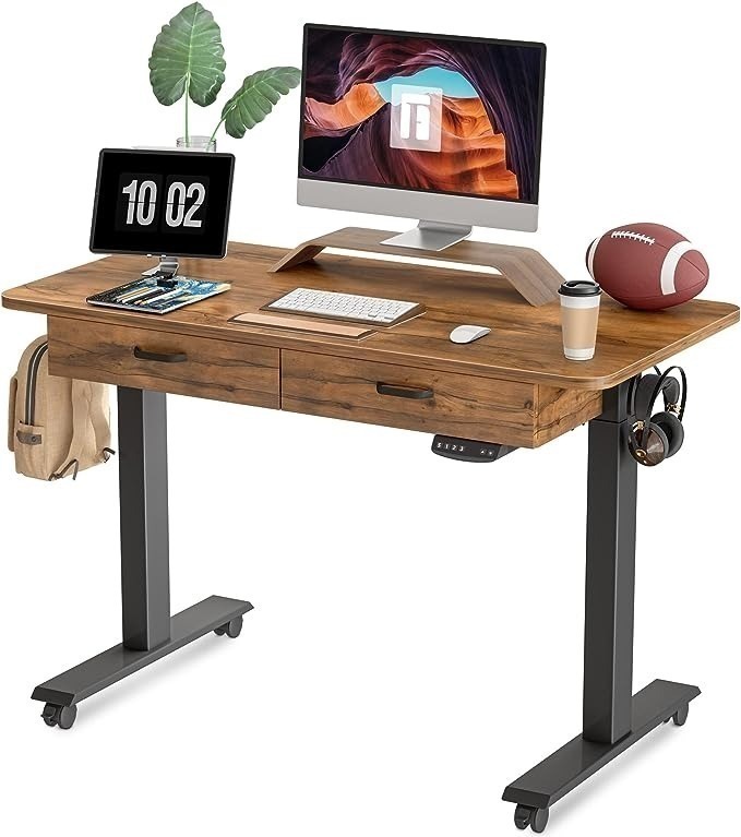 48"x24" FEZIBO Adjustable Height Electric Standing Desk w/ Double Drawers $160.19 + Free Shipping