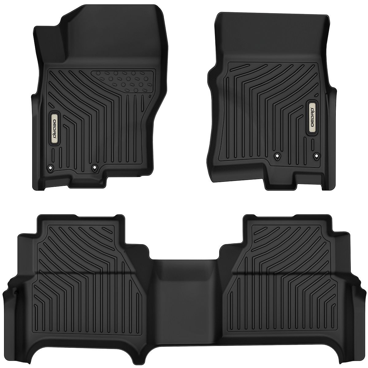 OEDRO Floor Mats for 2022-2023 Nissan Frontier Crew Cab w/ 2nd Row Under-Seat Storage (Black TPE All-Weather Guard Floor Liners) $40 + Free shipping