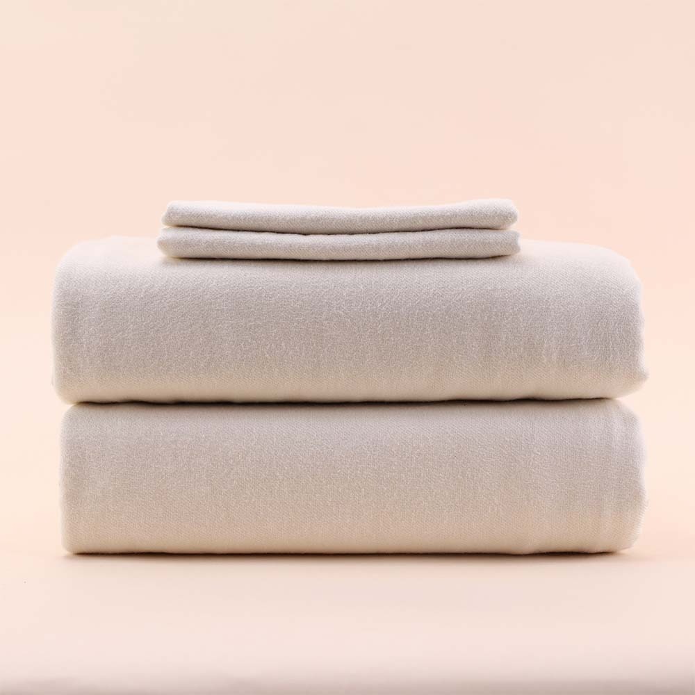 Sheets & Giggles: 4-Piece Eucalyptus Flannel Sheet Set (King, Ivory/Sage) $60 + Free Shipping