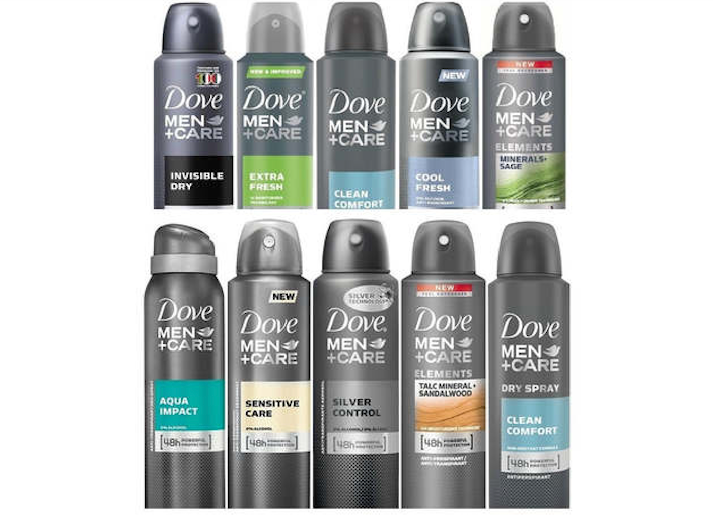 10-Pack Men's 150 ml Dove Antiperspirant Spray Deodorant (Various) $27 + Free Shipping