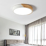 Homary Flash Sale 47% Off LED Drum Shaped Wood &amp; Metal &amp; Acrylic Flush Mount Ceiling Light in White Dimmable + Free Shipping $65.99