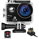 Video Action Camera 4K with Wide Angle Lens HD WiFi Waterproof Cas with Accessories Mount Kit Battery Charger $52.79