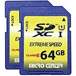 Micro Center 2 Pack 64GB Full Size SDXC Card - U1 C10 Speed Class $11.89 + Free Shipping with Prime