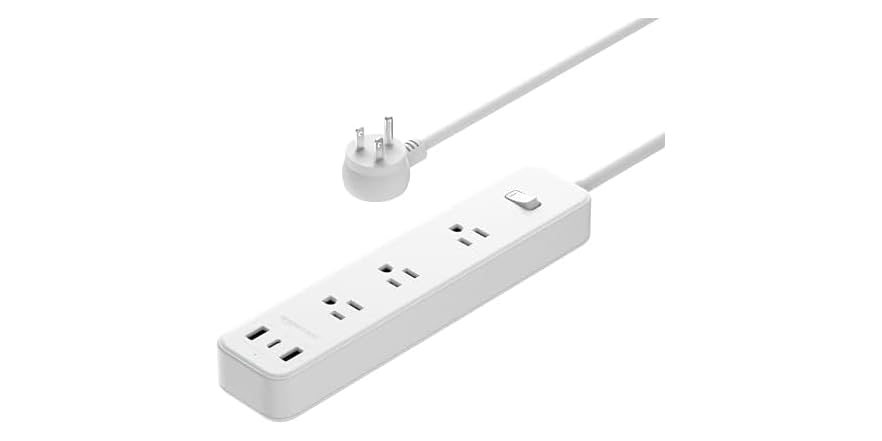 New Woot! Customers: Amazon Basics 5', 3-Outlet, 3-USB Port (2 USB A, 1 USB C) Power Strip Extension Cord $3 + Free Shipping w/ Prime