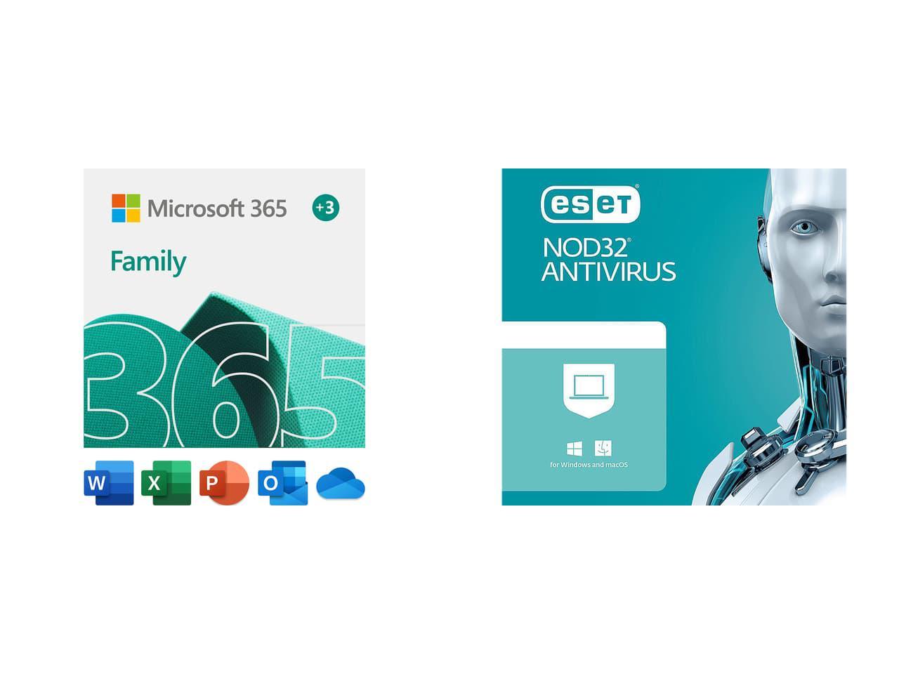 15-Month Microsoft 365 Family (6 Users) w/ Auto-Renewal + 1 Year ESET NOD32 Antivirus 2024 (Digital Download) $69