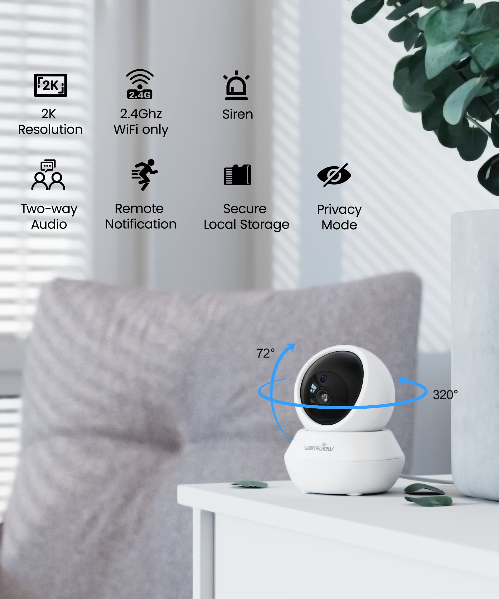 Prime Members: Wansview Q7 2K Indoor Pet Security Camera $20 + Free Shipping