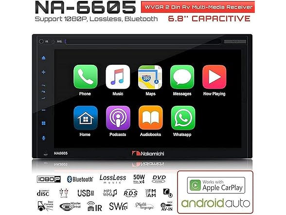 Nakamichi 6.8" Apple CarPlay and Android Auto Touchscreen $60 & More + Free Shipping w/ Prime