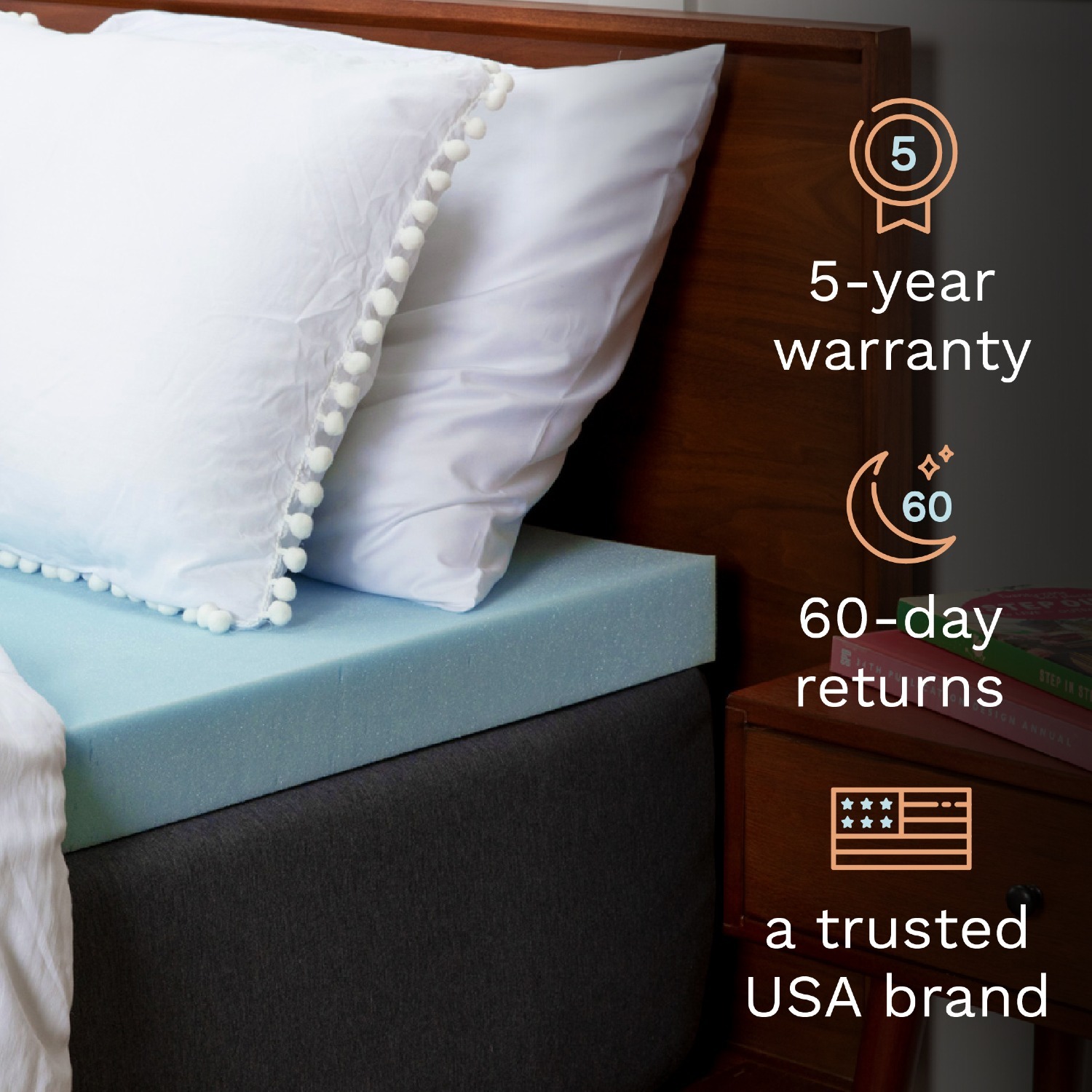 ViscoSoft Memory Foam Mattress Topper 3" Queen 40, 2" Queen 30