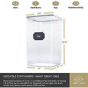 Set of 2 Extra Large 6.5L Food Storage Containers with Airtight Lids