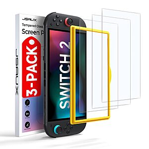 JSAUX 3-Pack Switch 2 Screen Protector for Nintendo Switch 2 (2025) $4.99 + Free Shipping w/ Prime or $35+ orders