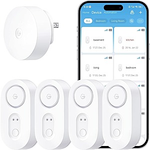 4-Pack GoveeLife Upgraded Smart Water Leak Detector 1s w/ WiFi Sensor (550m) $39.20 + Free S/H