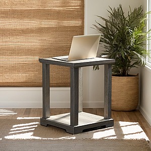 Winston Porter Rustic Wood End Table w/ Lower Shelf (Gray) $25.99 + Free Shipping
