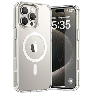 Lamicall Magsafe Case for iPhone 16/15 Series (Clear/Black) $4.80