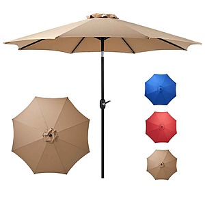 9' edx Outdoor Patio Umbrella w/ Push Button Tilt & Crank (3 Colors) .60